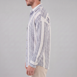 Textured Stripe Button-Up Summer Shirt