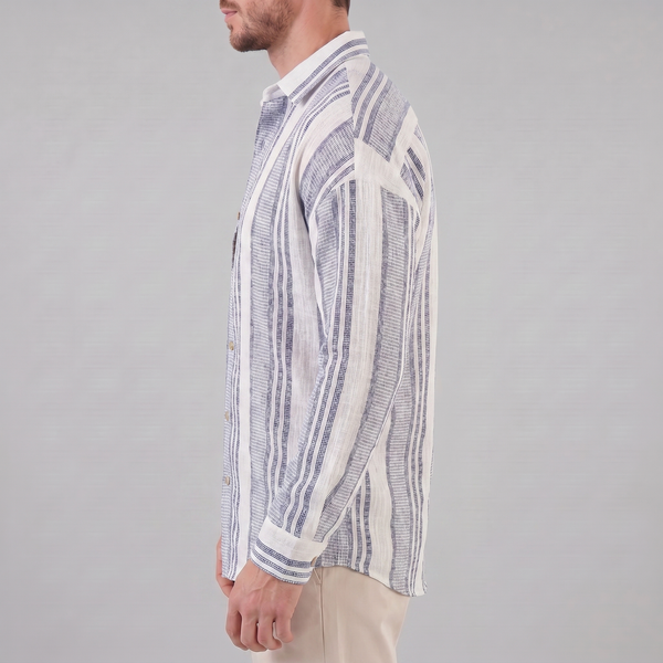 Textured Stripe Button-Up Summer Shirt