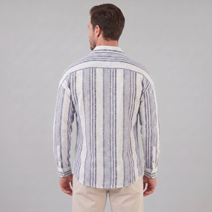 Textured Stripe Button-Up Summer Shirt