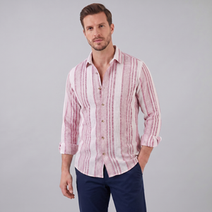 Textured Stripe Button-Up Summer Shirt