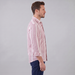 Textured Stripe Button-Up Summer Shirt