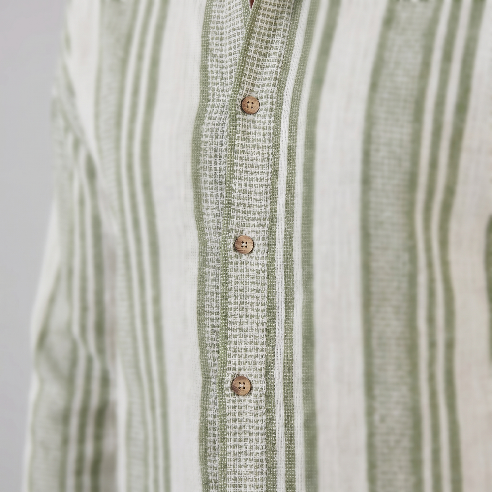 Textured Stripe Button-Up Summer Shirt
