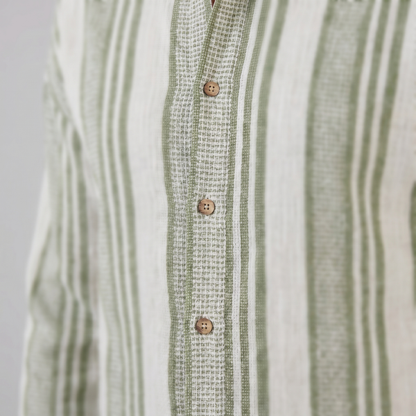Textured Stripe Button-Up Summer Shirt