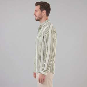 Textured Stripe Button-Up Summer Shirt