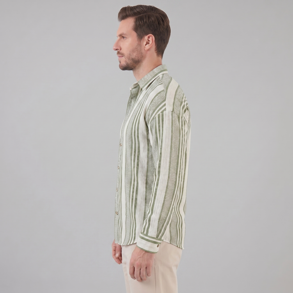 Textured Stripe Button-Up Summer Shirt