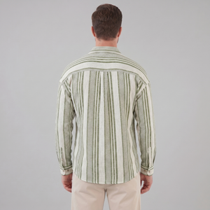 Textured Stripe Button-Up Summer Shirt