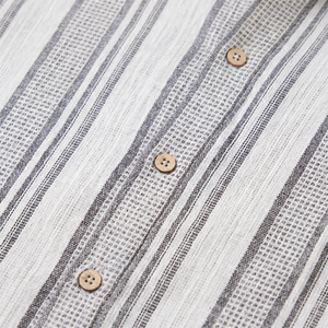Textured Stripe Button-Up Summer Shirt