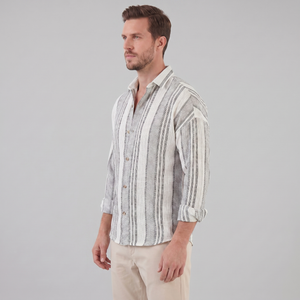 Textured Stripe Button-Up Summer Shirt