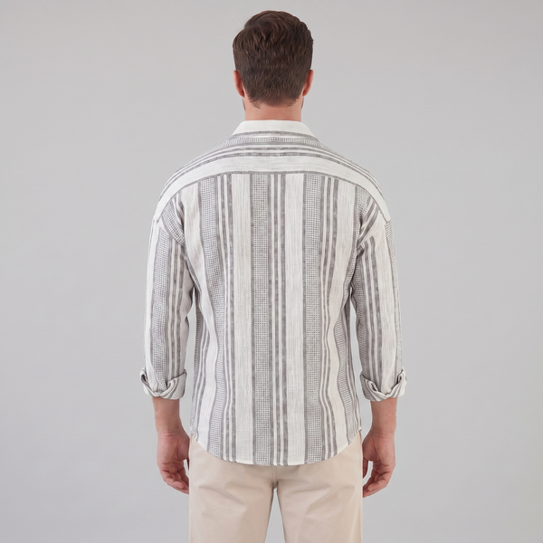 Textured Stripe Button-Up Summer Shirt
