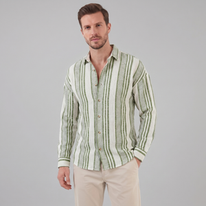Textured Stripe Button-Up Summer Shirt