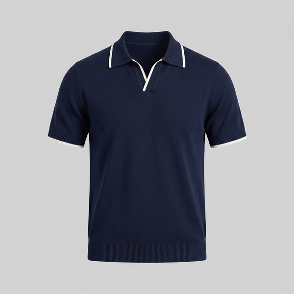 Tipped Open-Collar Knit Polo