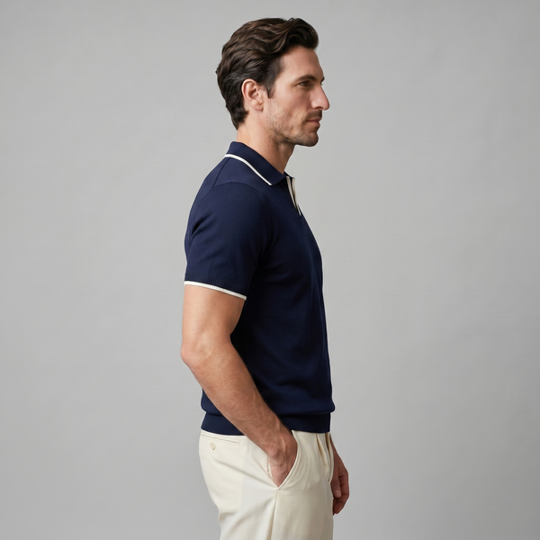 Tipped Open-Collar Knit Polo