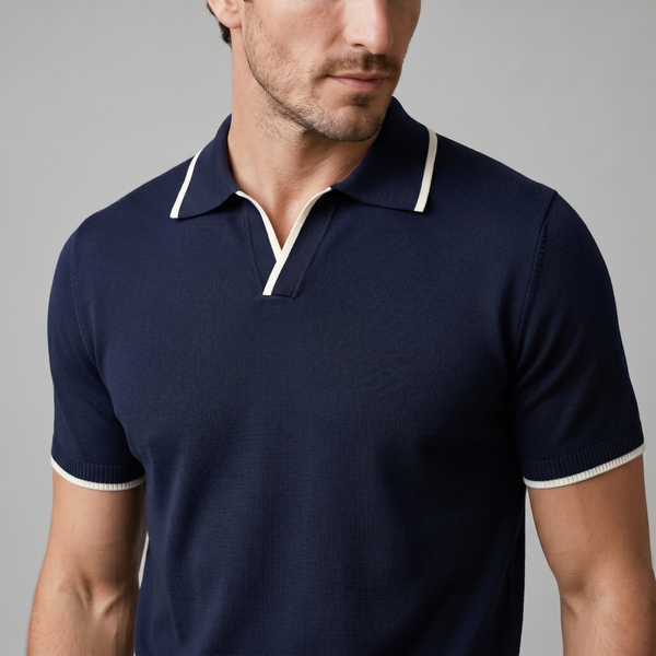 Tipped Open-Collar Knit Polo