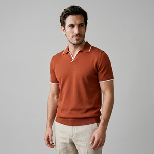 Tipped Open-Collar Knit Polo