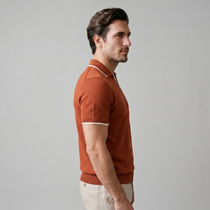 Tipped Open-Collar Knit Polo