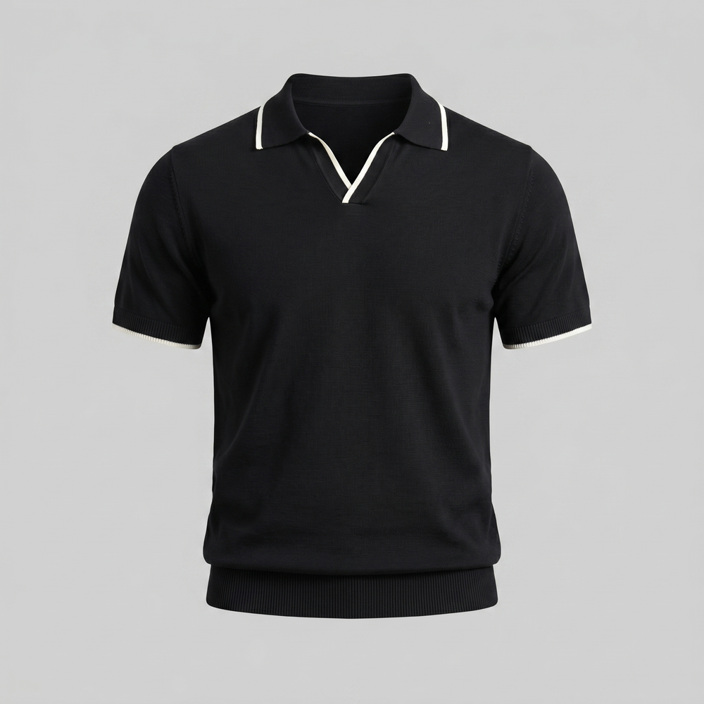 Tipped Open-Collar Knit Polo