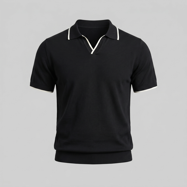 Tipped Open-Collar Knit Polo