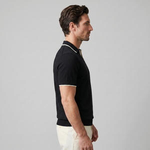 Tipped Open-Collar Knit Polo