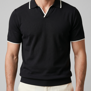 Tipped Open-Collar Knit Polo