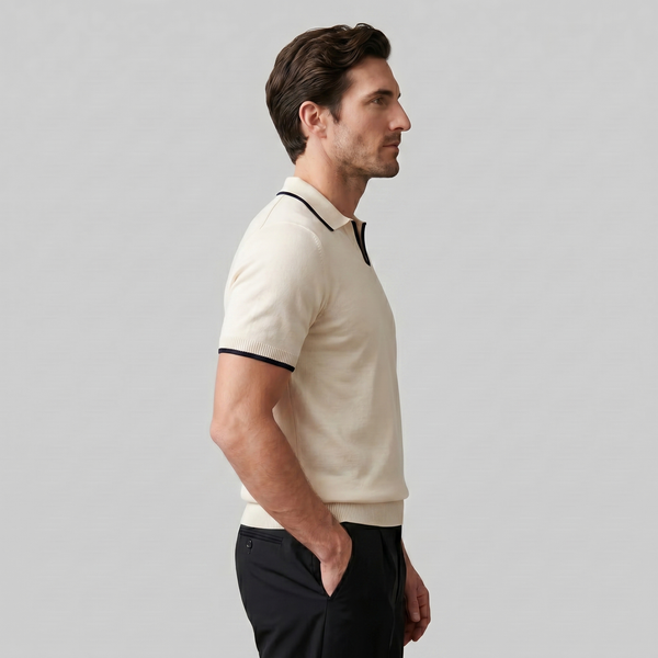 Tipped Open-Collar Knit Polo