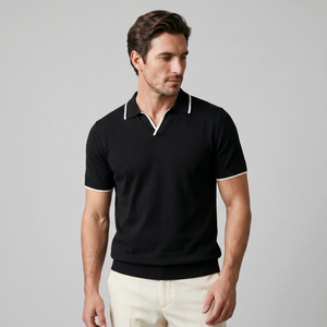 Tipped Open-Collar Knit Polo