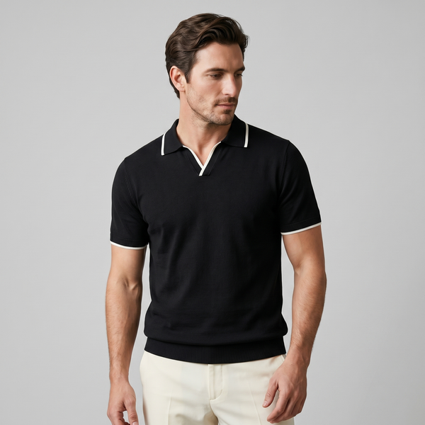 Tipped Open-Collar Knit Polo