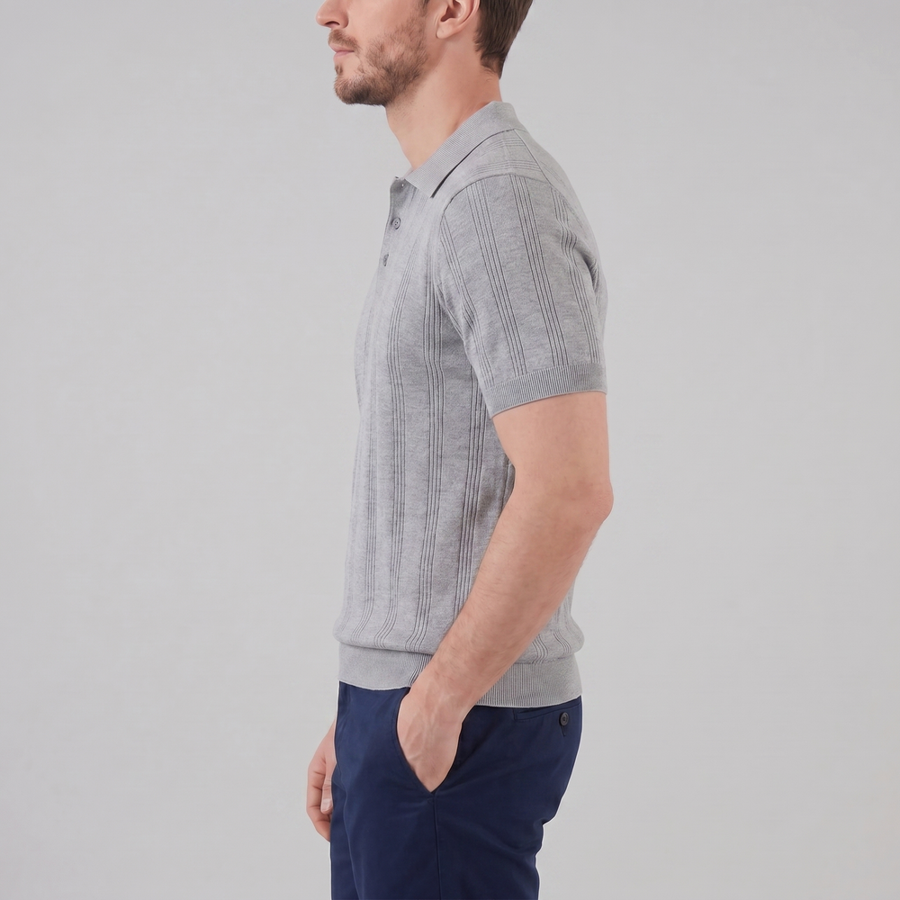 Vertical Stripe Knit Polo