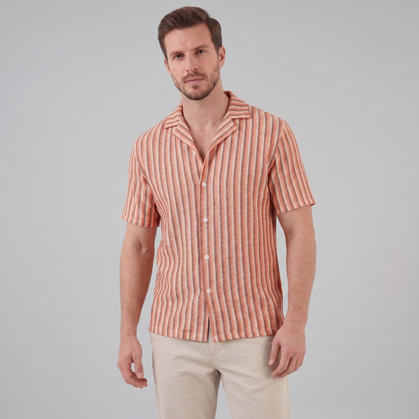 Vertical Stripe Knit Resort Shirt