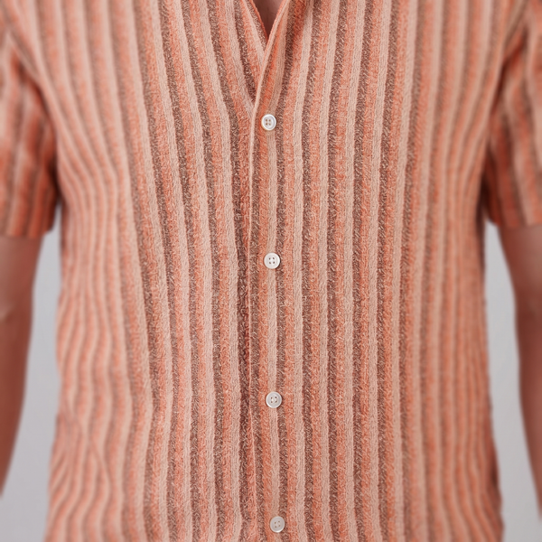 Vertical Stripe Knit Resort Shirt