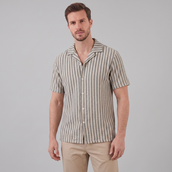 Vertical Stripe Knit Resort Shirt