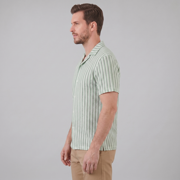 Vertical Stripe Knit Resort Shirt