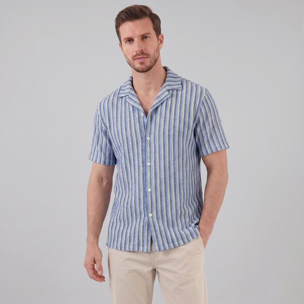 Vertical Stripe Knit Resort Shirt