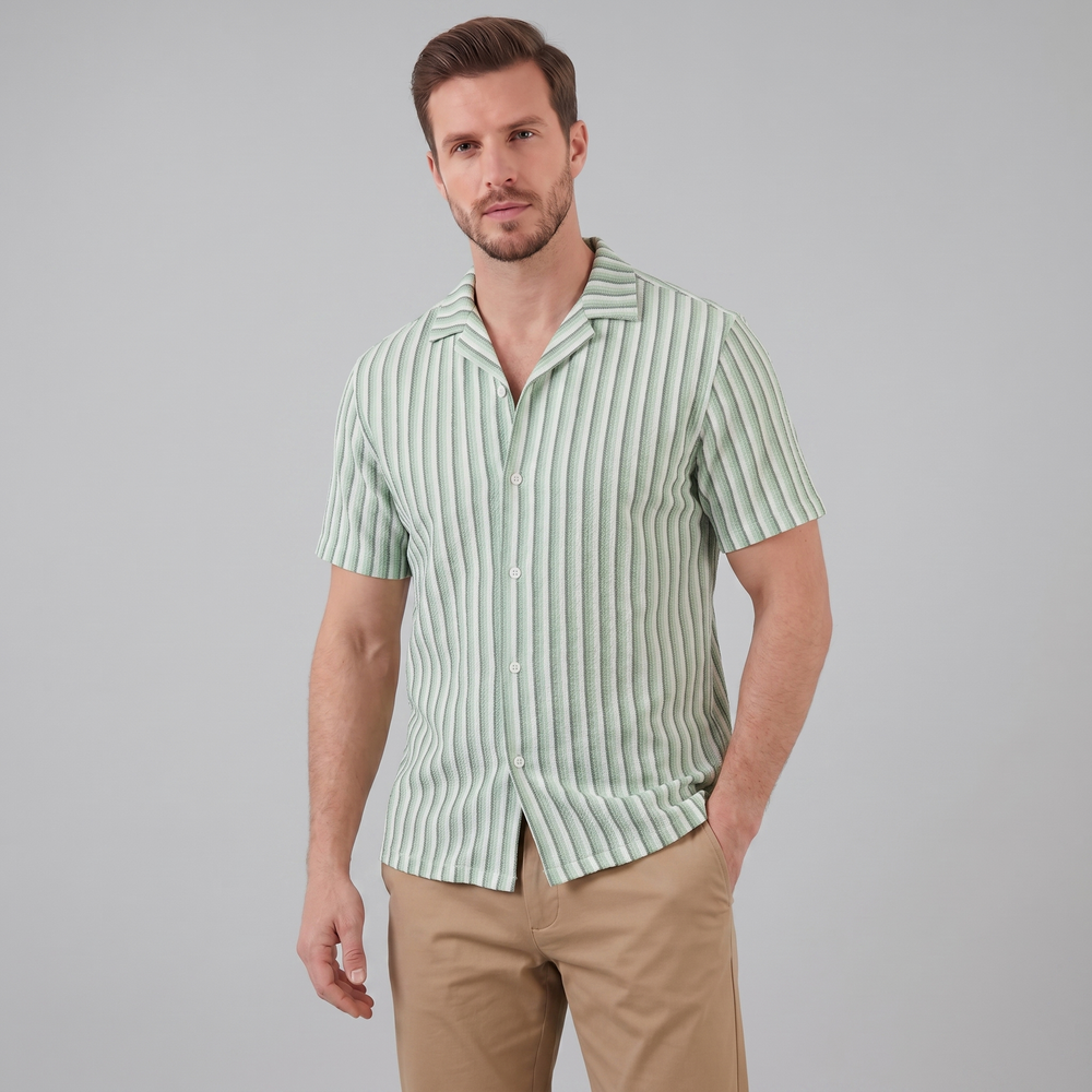 Vertical Stripe Knit Resort Shirt