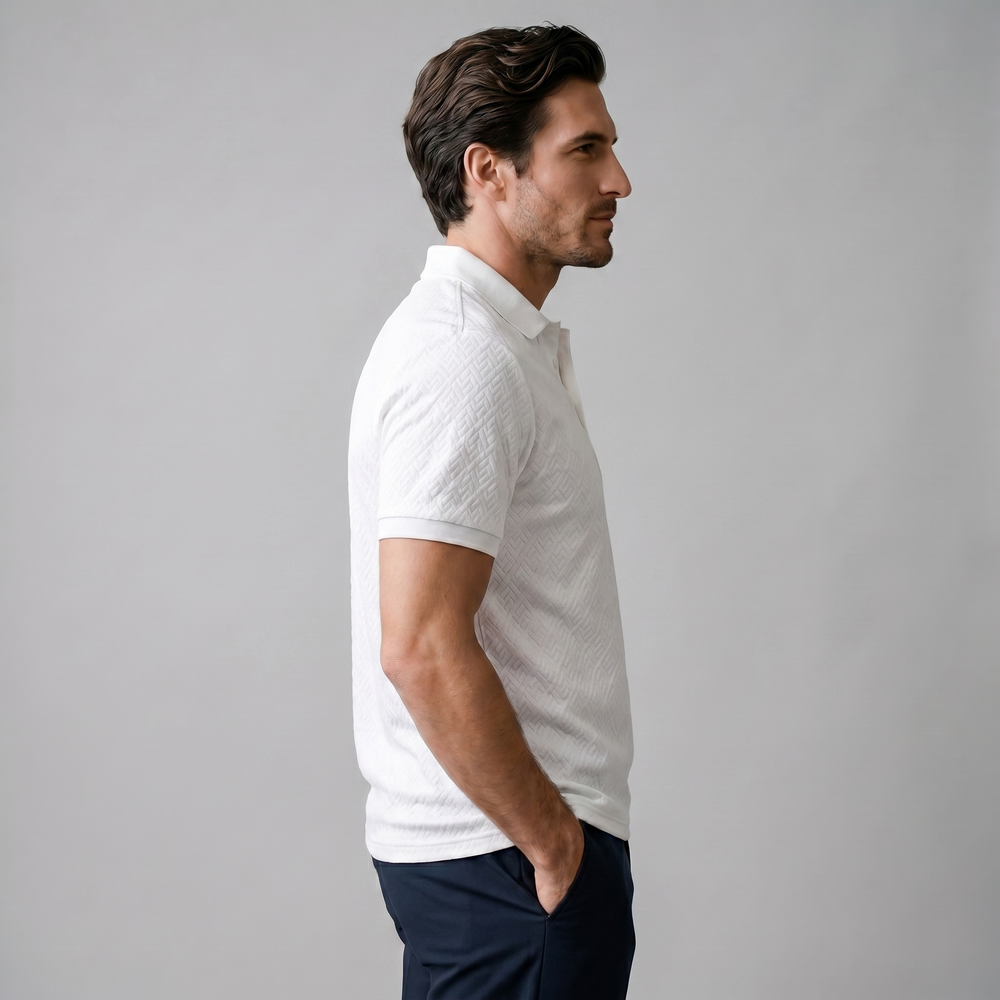 White Textured Polo Shirt