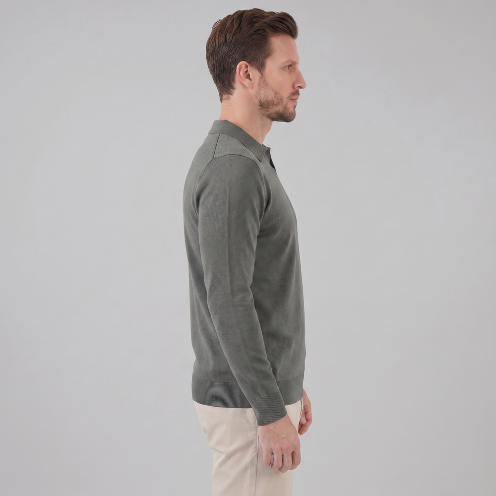 Wool V-Neck Polo