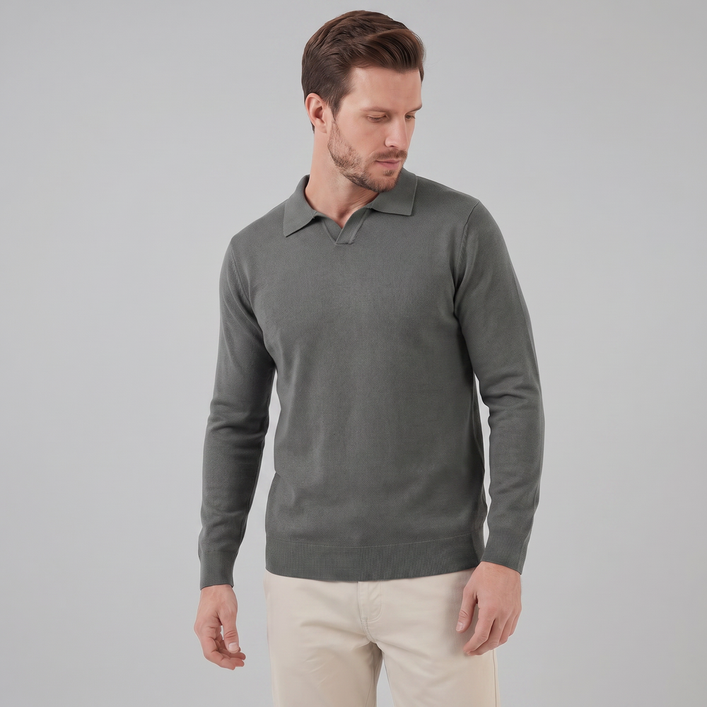 Wool V-Neck Polo