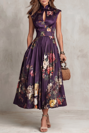Vintage Floral Elegance Midi Dress