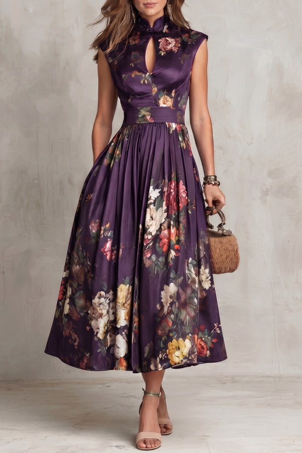 Vintage Floral Elegance Midi Dress