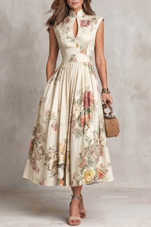 Vintage Floral Elegance Midi Dress
