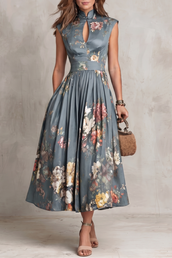 Vintage Floral Elegance Midi Dress