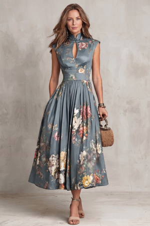Vintage Floral Elegance Midi Dress