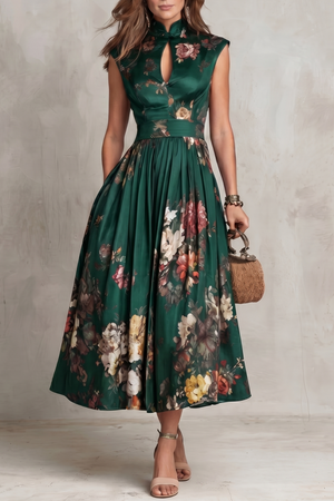 Vintage Floral Elegance Midi Dress