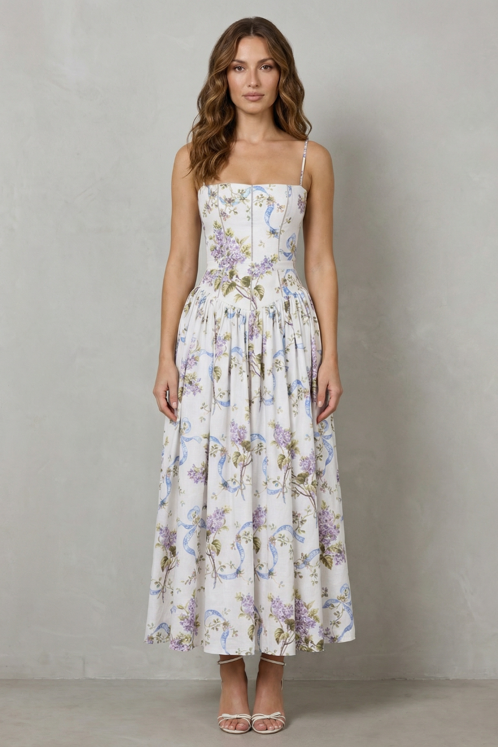Sculpted Corset Bloom Floral Midi Dress