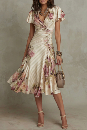 Vintage Satin Romance Midi Dress