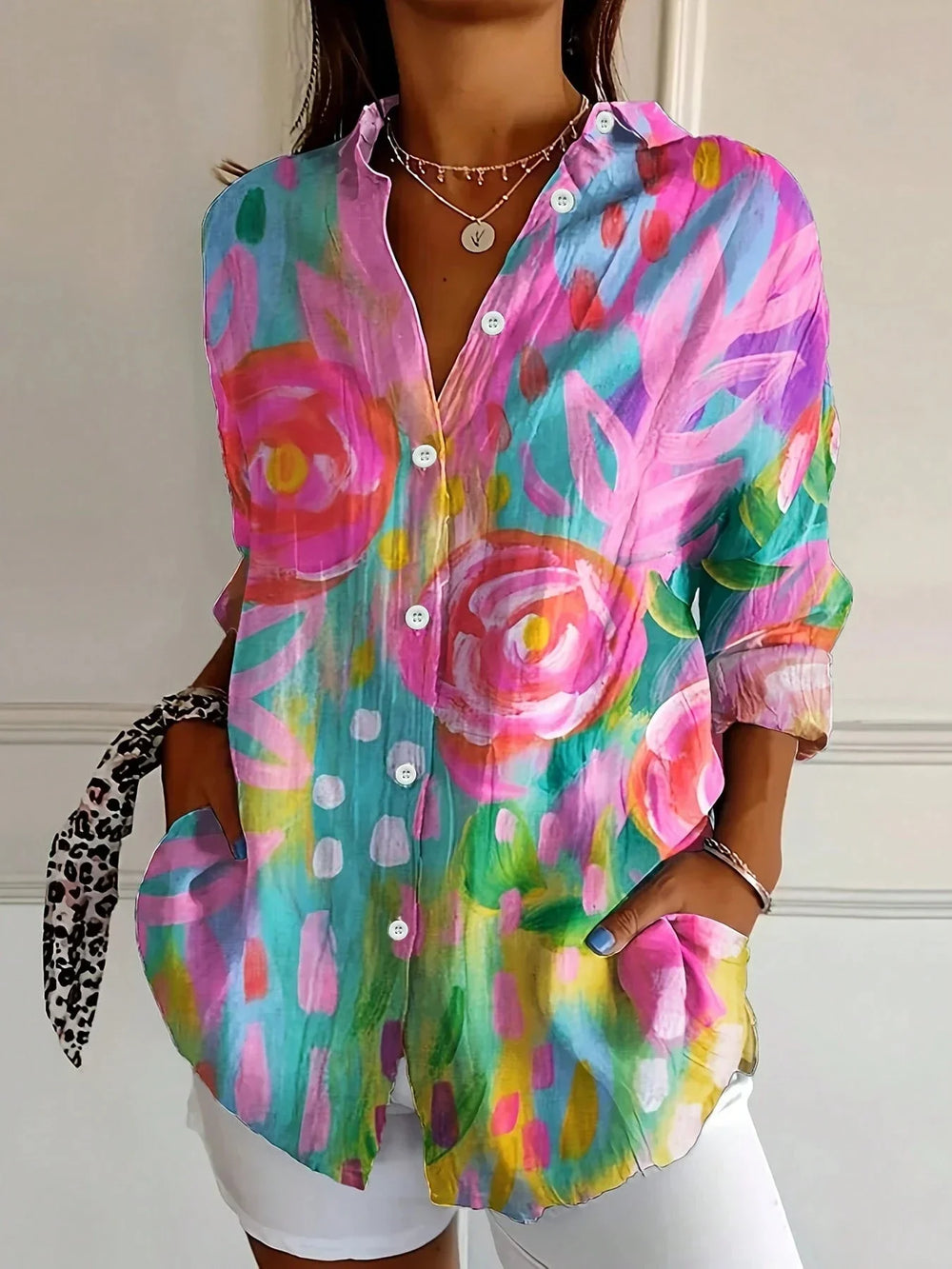 Colorful Playful Print Blouse