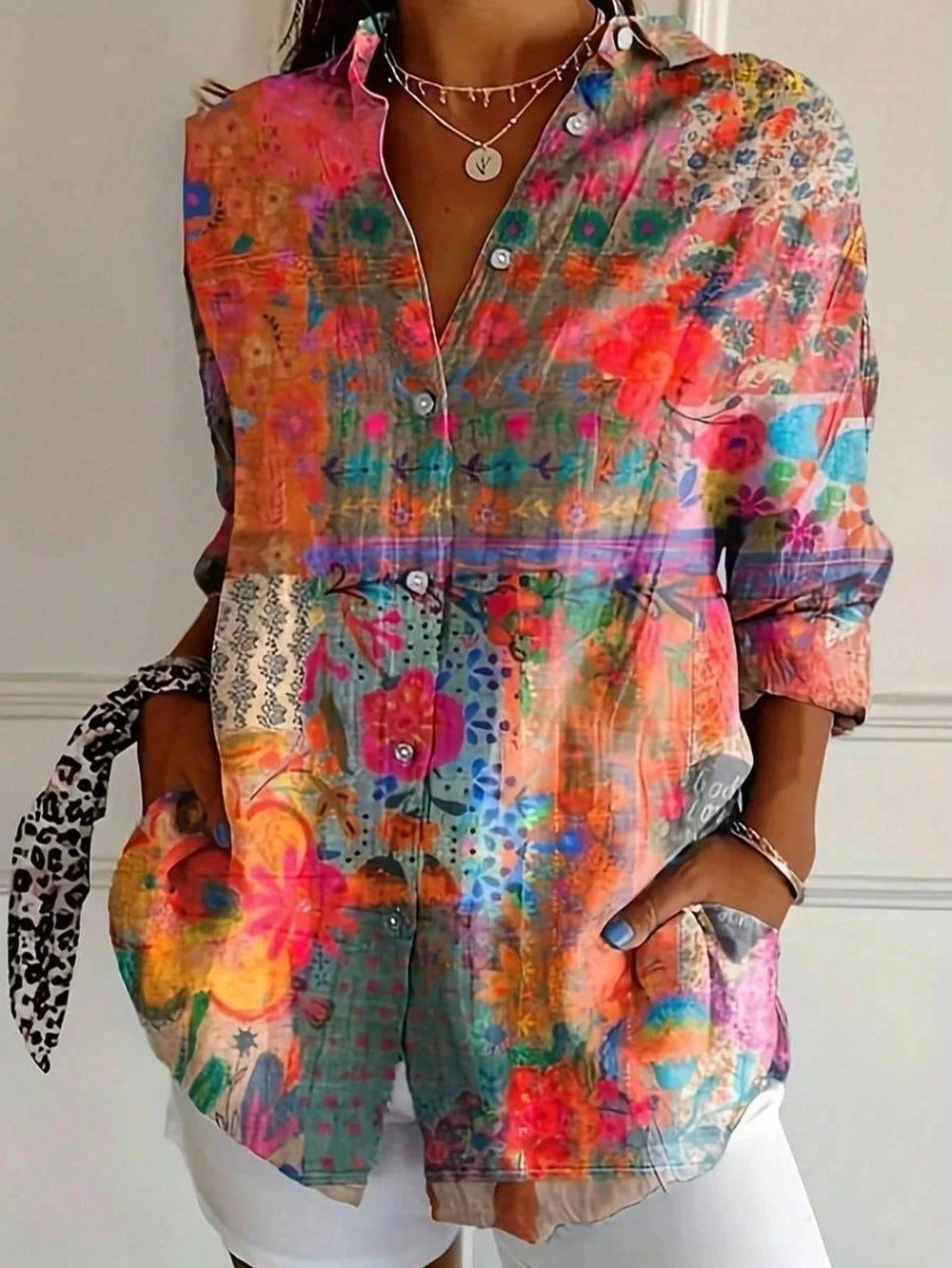 Colorful Playful Print Blouse
