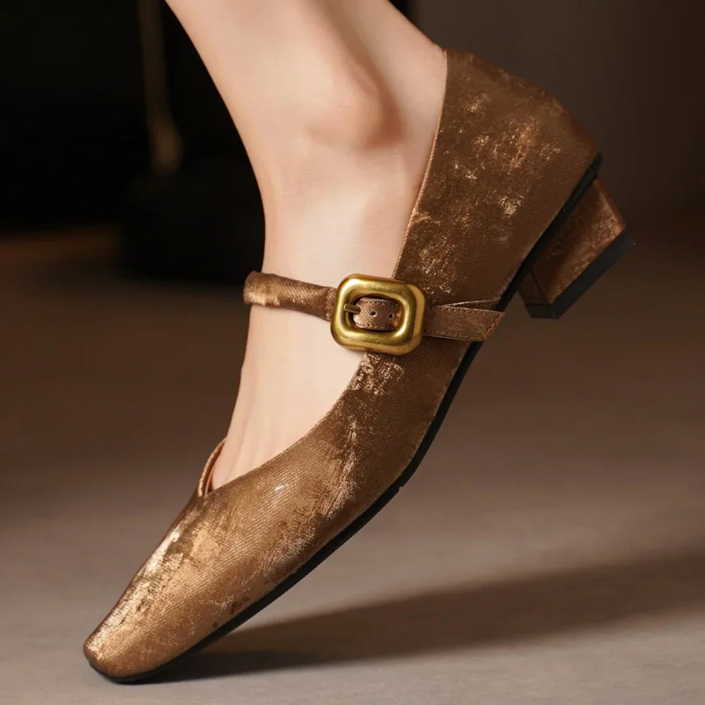 Velvet Block Heels