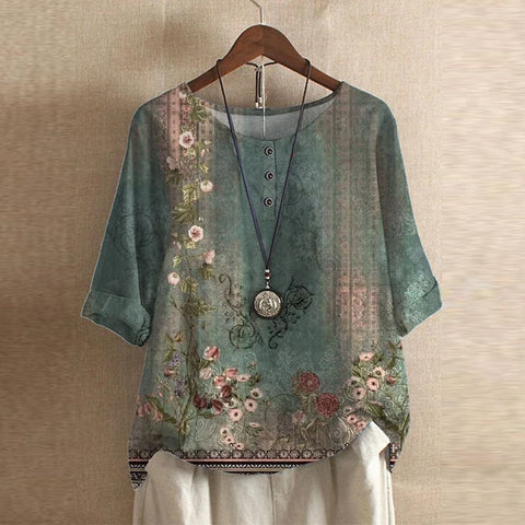 Retro-Inspired Print Blouse