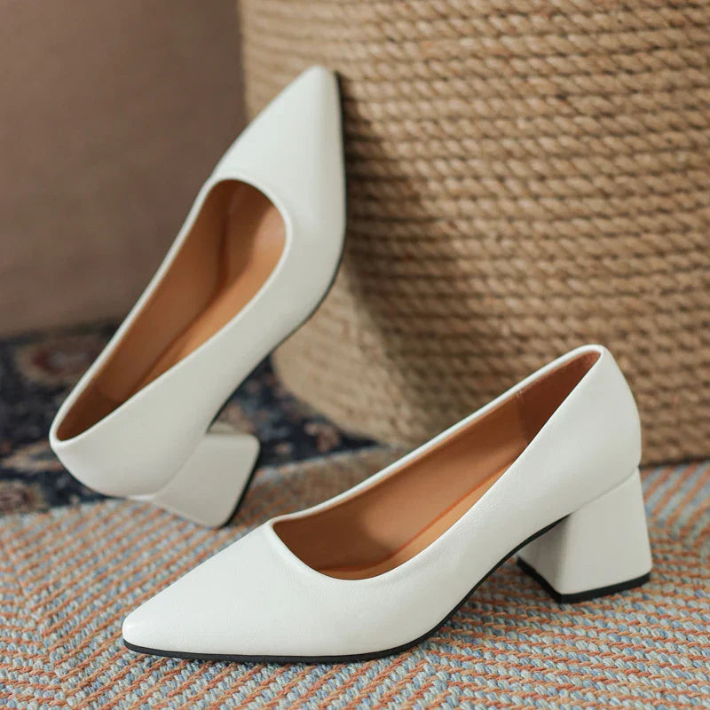 Pointed Toe Leather Heels