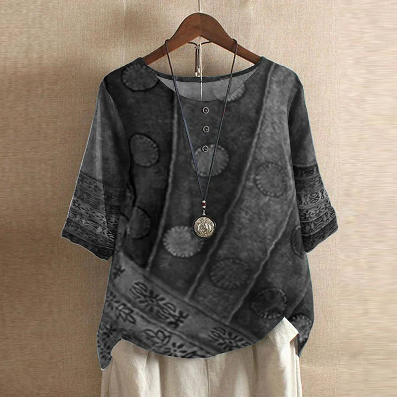 Retro-Inspired Print Blouse